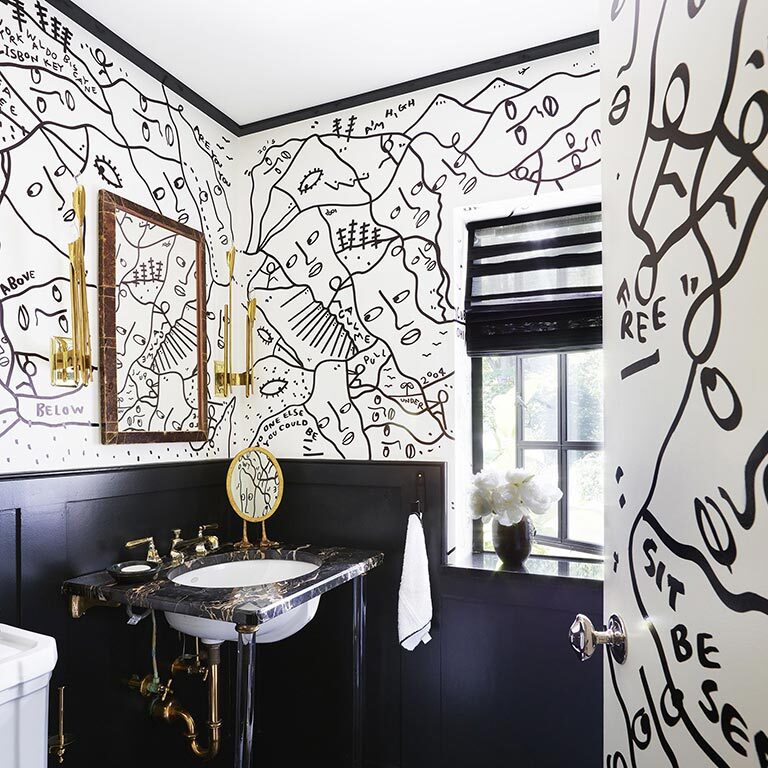 black and white interior